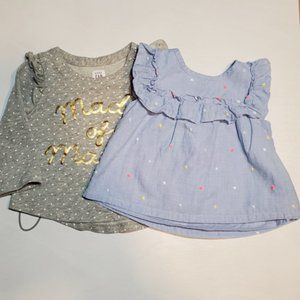 Baby Gap Polka Dot Bundle w/ Long Sleeve and Sleeveless Polka Dot Shirts, 6-12 m